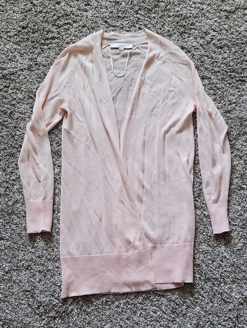SALE--LOFT Light Pink Open-Front Long Cardigan